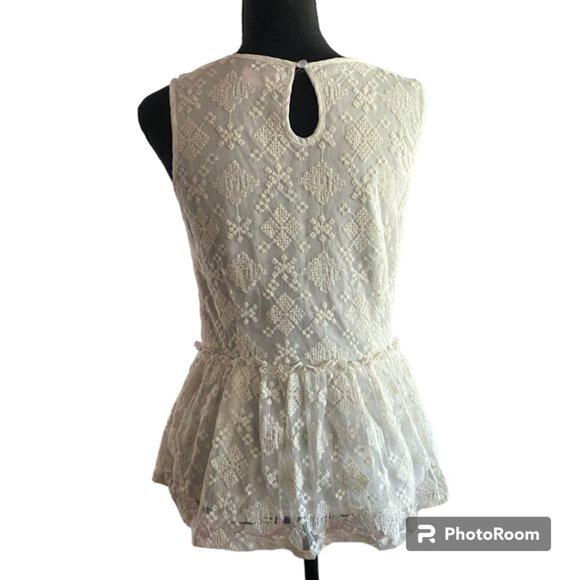 Shasa Women's White Lace Peplum Tank top Blouse sz M - Picture 4 of 10